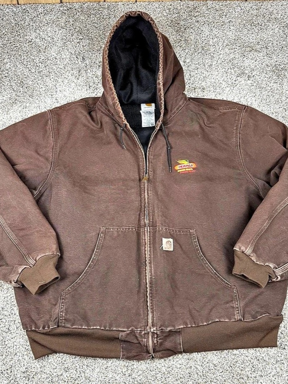 Sz 3XL Men’s Carhartt Full Zip Work Jacket Coat Dark Brown J25 DKB Dekalb Seed